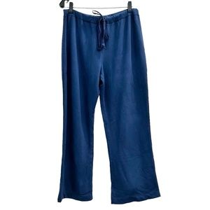 N4 NAVY BLUE DRAWSTRING FLEECE LINED WIDE LEG LOUNGE SWEAT PANTS - NWT